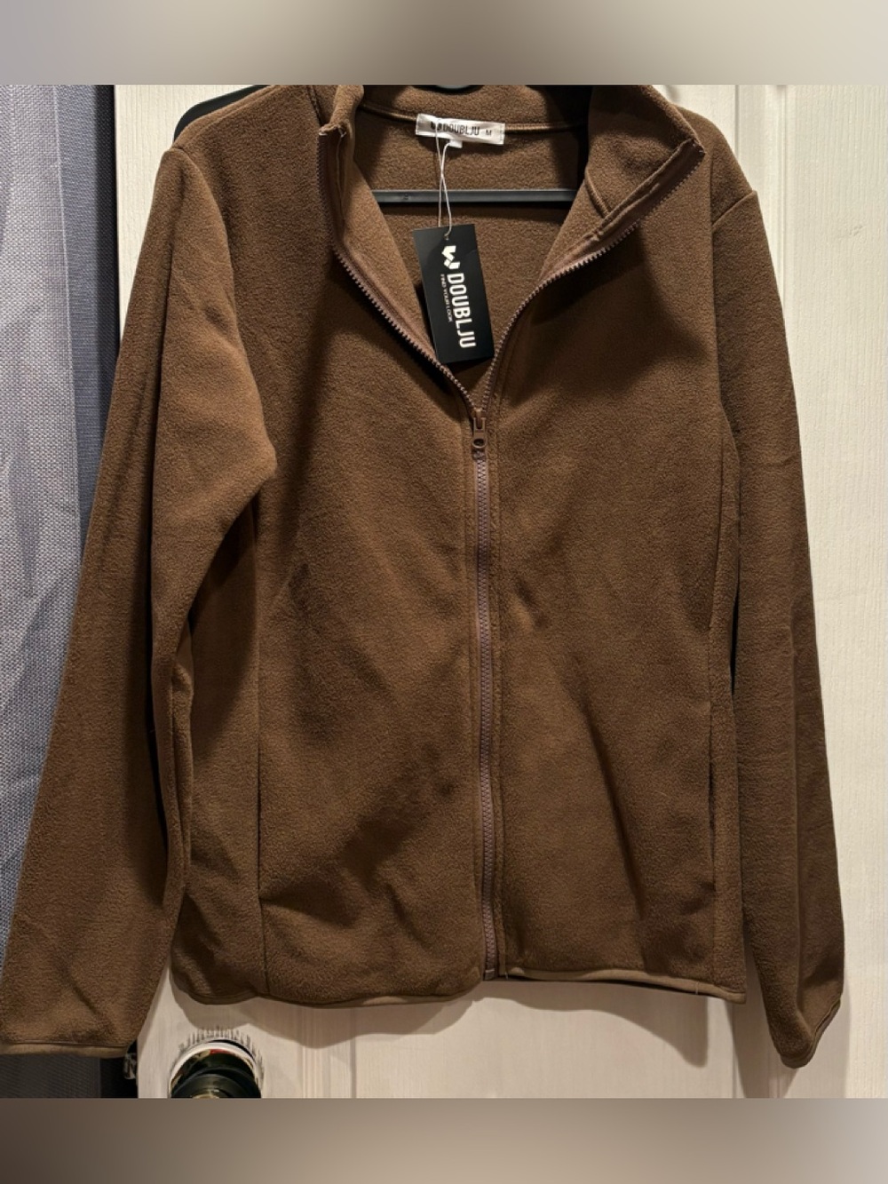 Doublju Brown Lightweight Full-Zip Shirt Jacket